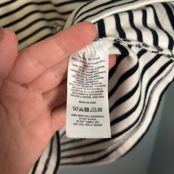 Anthropologie Maeve Ribbons and Stripes Mini Shirt Dress Black White Size Medium - Picture 12 of 13